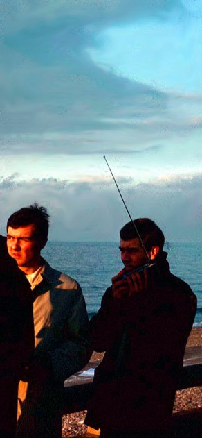 Dominique (left) and Didier Vergos. Dieppe, France, March, 1965