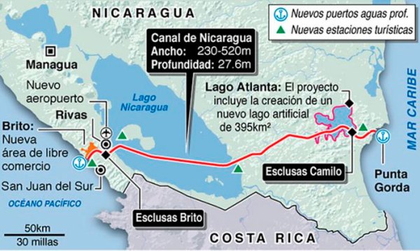 Nicaragua - Proposed Canal Route
