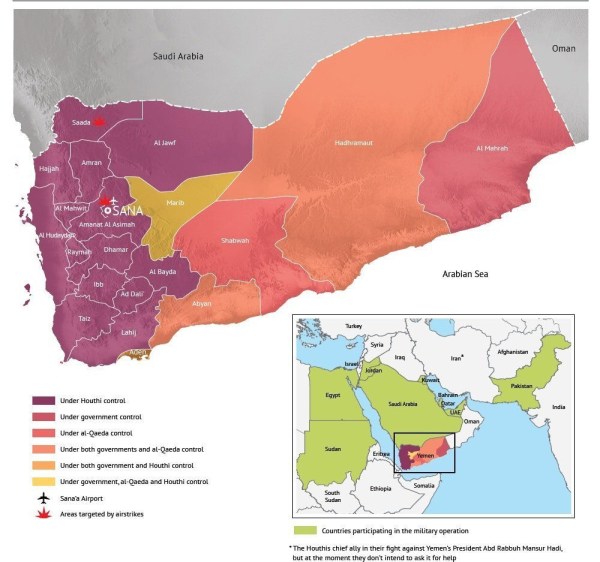 Yemen - Balance of forces at the outset of the military conflict - March 27, 2015