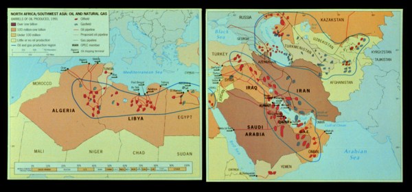 Middle East - North Africa oil and natural gas deposits