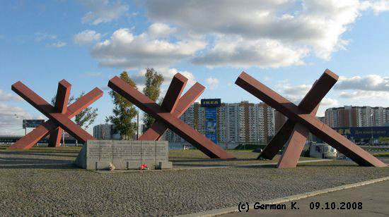 Tank Trap - anti-tank barrier used extensively by the Soviet during the Battle of Moscow - October 2, 1941 - January 7, 1942