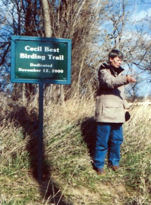 Jan Garton at the Cecil Best Birding Trail dedication. November, 2000