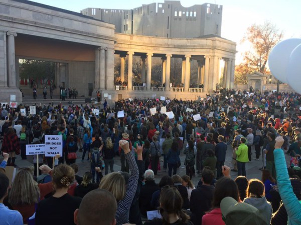 Denver's Civic Park on Sunday, November 14, 2016; 1000 people gather to oppose Trump's policies